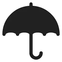 a silhouette of an open umbrella with a curved handle