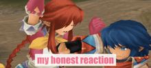 a screenshot of a video game with the words " my honest reaction " on the bottom
