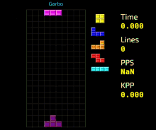 a tetris game is being played with garbo as the player