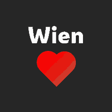 a black background with the word wien and a red heart on it