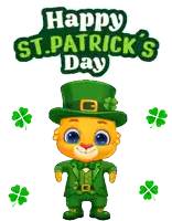 a happy st. patrick 's day greeting card with a cat in a leprechaun costume