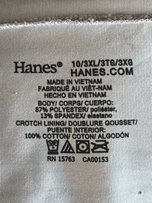 a close up of a hanes made in vietnam label on a shirt