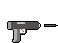 a pixel art drawing of a gun with a bullet coming out of it .