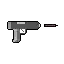 a pixel art drawing of a gun with a bullet coming out of it .