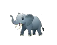 a cartoon elephant with its trunk pointing upwards