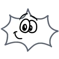 a black and white drawing of a cartoon character with a face