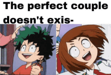 the perfect couple does n't exist - a cartoon of a boy and a girl .