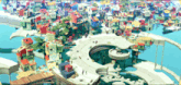 an aerial view of a colorful city with the number 22 on the top left