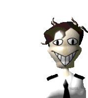 a cartoon character with a big smile on his face and a white shirt and tie .