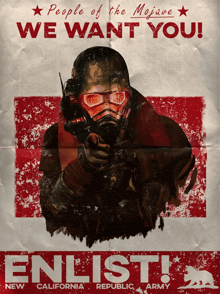 a poster that says people of the mojave we want you on it