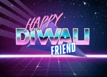 a happy diwali friend poster with a purple background