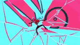 a drawing of a deer with antlers on a blue and red background