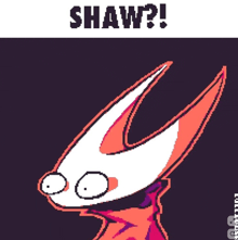 a pixel art drawing of a monster with the words " shaw " written above it