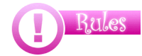 a pink rules sign with an exclamation point on it