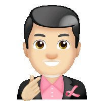 a cartoon man wearing a pink shirt and a black jacket