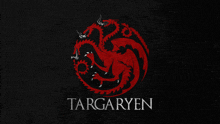 a black background with a red dragon and the word targaryen on it