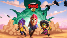 a poster for brawl stars shows a group of cartoon characters