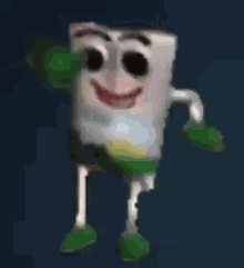 a spongebob squarepants character with green arms and legs is smiling and dancing .