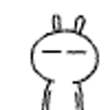 a black and white drawing of a cartoon character with bunny ears and a hand .