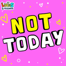 a pink background with lucas & friends written on it