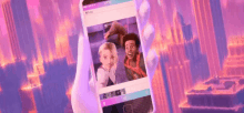 a hand is holding a cell phone with a picture of spider-man and gwen stacy on it .