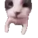 a pixelated image of a cat 's face with a white background .