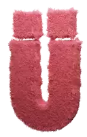 the letter u is made out of pink fur