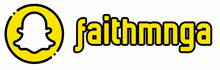 a yellow logo for faithmnga with a snapchat logo