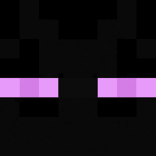 a close up of enderman 's face from minecraft with purple eyes .