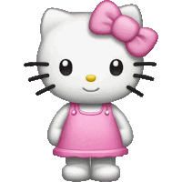 hello kitty wearing a pink dress with a bow