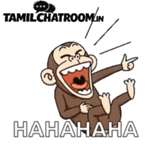 a cartoon of a monkey laughing and pointing with the words ' tamilchatroom.in ' in the background