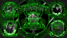 a cyber hexy army logo that is green