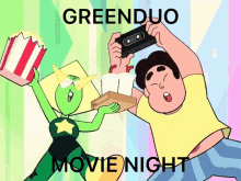 a poster for green duo movie night with steven universe characters