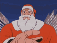 a cartoon drawing of santa claus with a beard