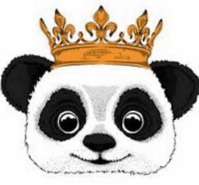 the panda bear is wearing a crown on its head .