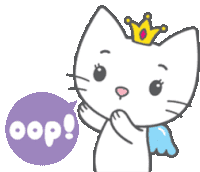 a cartoon cat wearing a crown and a speech bubble that says pop