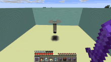 a screenshot of a minecraft game shows a sword and a purple item