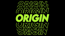 a black background with the word origin in green