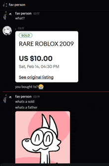 a screenshot of a conversation between fav person and fav person with a picture of a dog