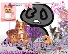 a good night greeting card with a sad face