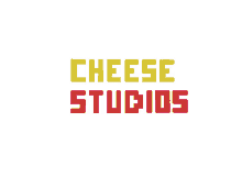 a logo for cheese studios with yellow and red letters