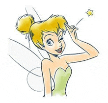 a drawing of tinkerbell from tinkerbell with a star in her hair and wings .