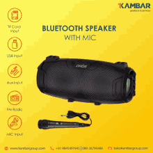 a poster for a bluetooth speaker with a mic