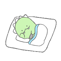 a drawing of a green dinosaur laying on a white blanket