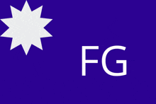 a blue background with a white star and the letters fg on it