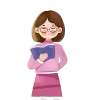 a girl wearing glasses is holding a book in her hand .