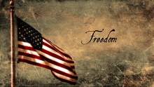 a flag with the word freedom written on the bottom