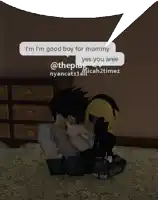 a speech bubble says i 'm i 'm good boy for mommy and yes you aree