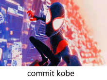 a picture of a spider-man with the words commit kobe below it