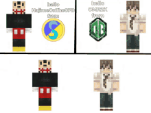 a collage of four minecraft skins with the words hello on the bottom